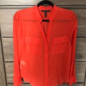 bcbgmaxazria anderson silk cargo pocket top (xxs)